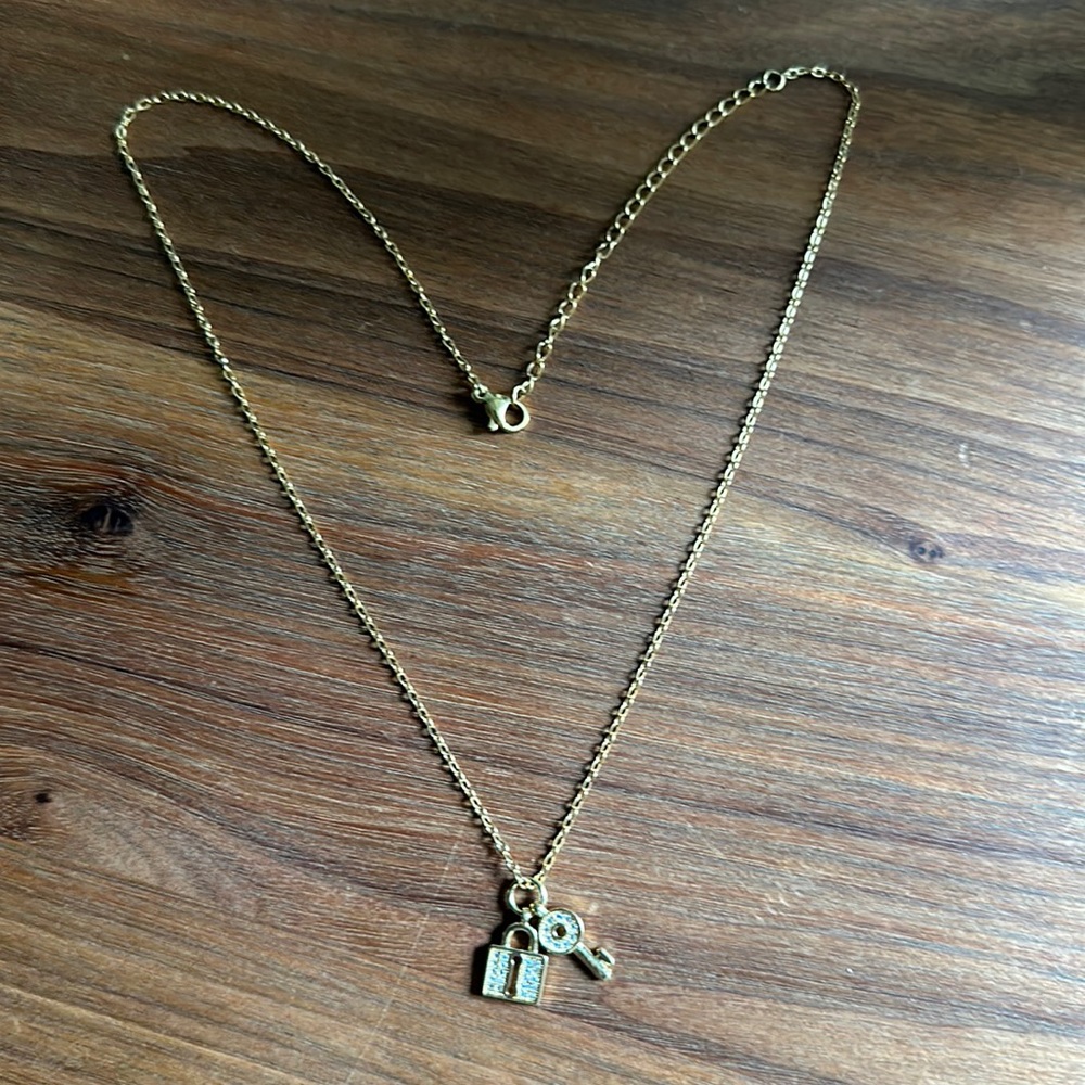 Rhinestone Lock & Key Necklace